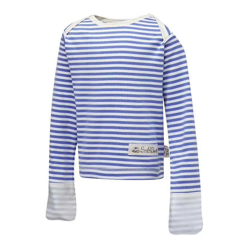 Funky striped PJs tops with silk mitts for eczema kids