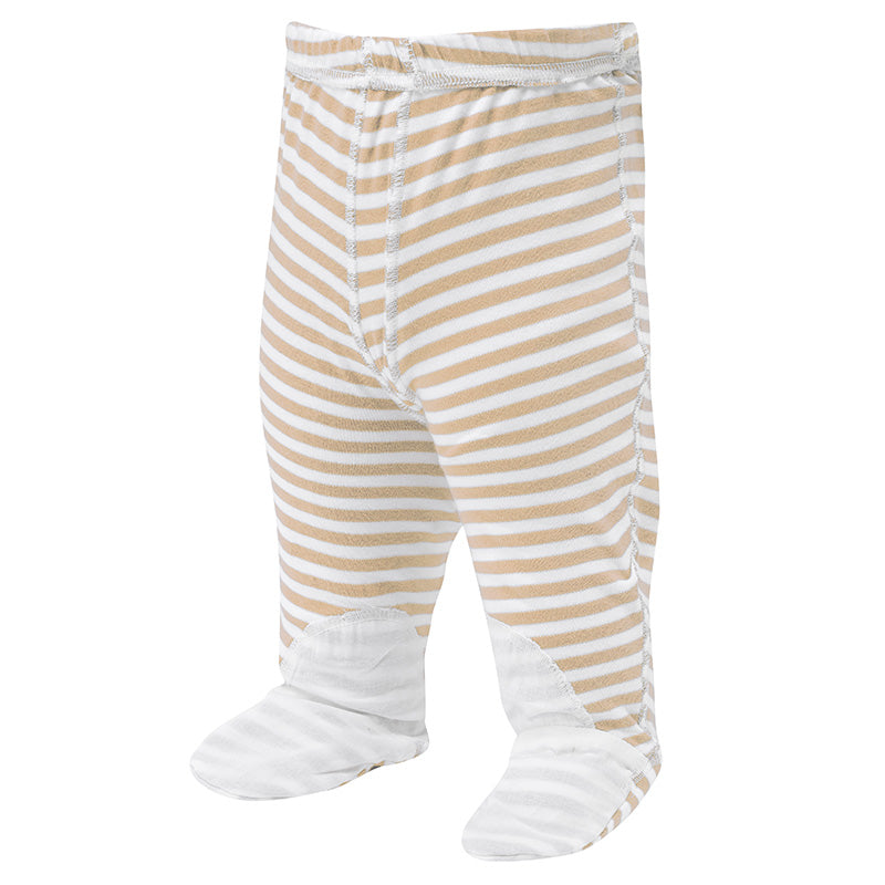 Funky striped PJs pants with closed feet and no inseam for eczema kids