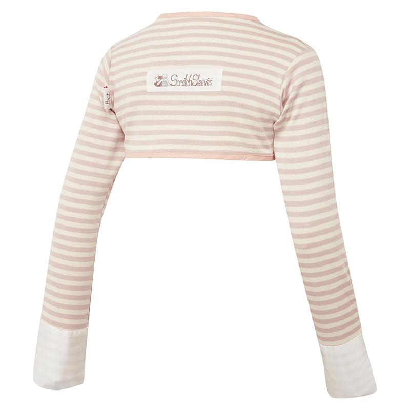 Funky striped scratch mitts that stay on, eczema / mitten sleeve design