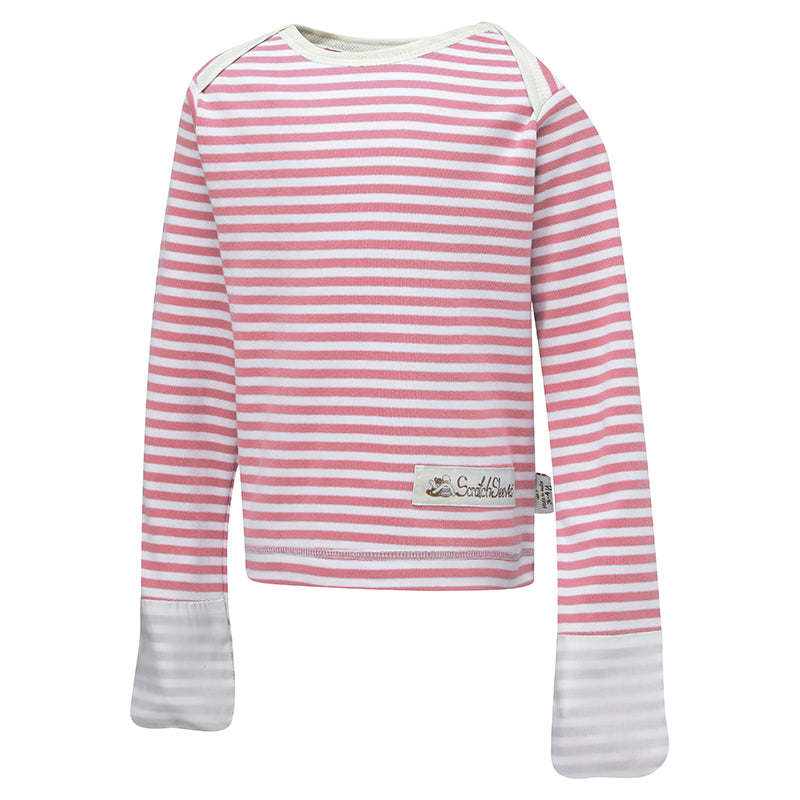Funky striped PJs tops with silk mitts for eczema kids