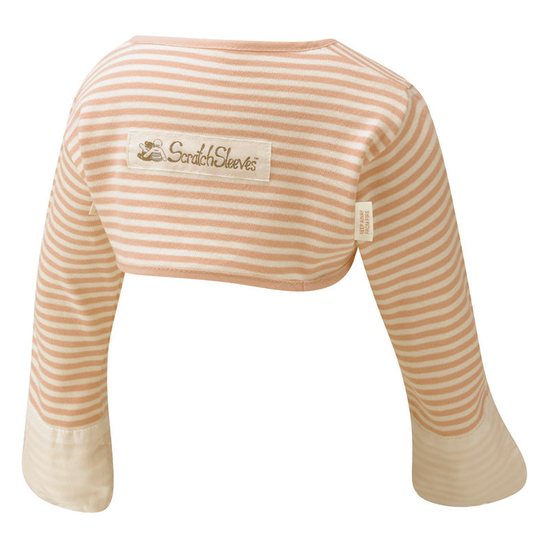 Funky striped scratch mitts that stay on, eczema / mitten sleeve design