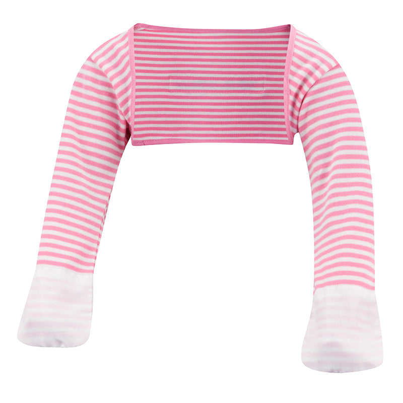 Funky striped scratch mitts that stay on, eczema / mitten sleeve design