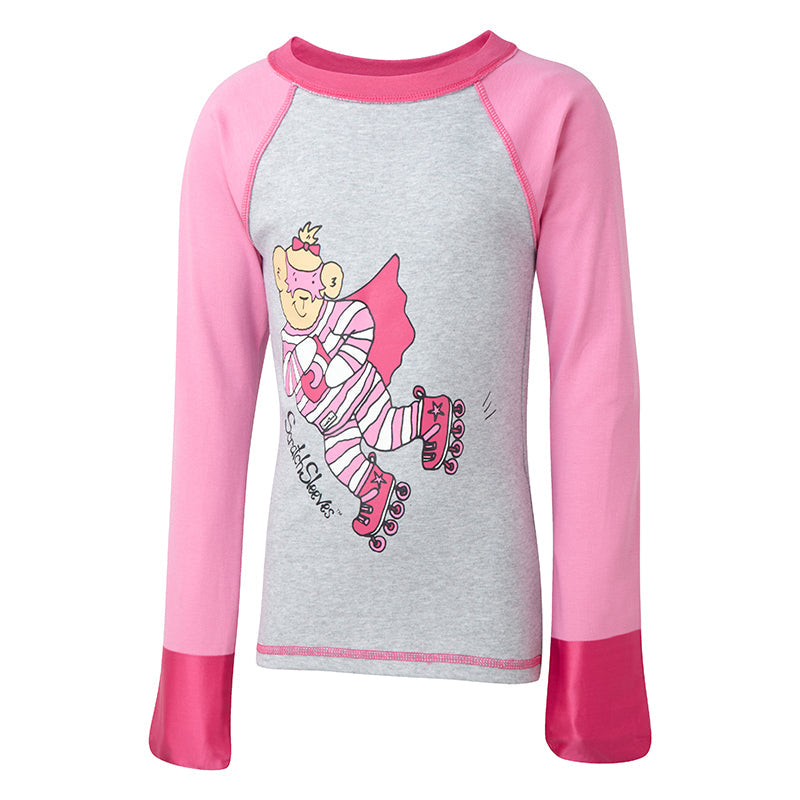 Eczema PJs tops with silk mitts and super hero print