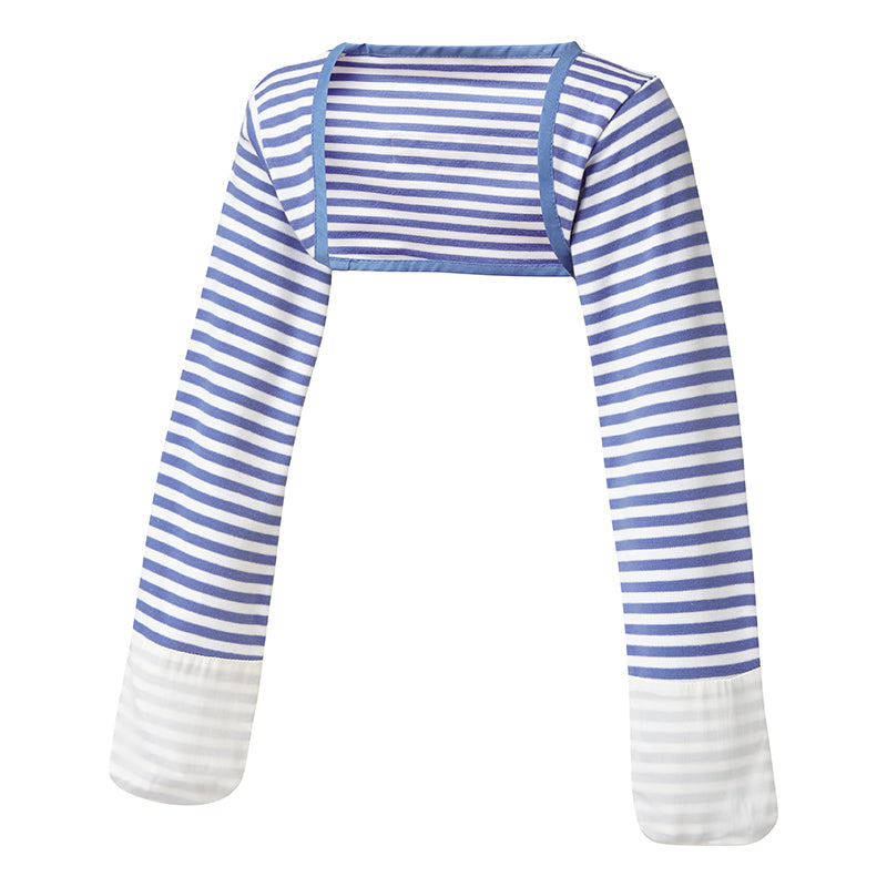 Funky striped scratch mitts that stay on, eczema / mitten sleeve design